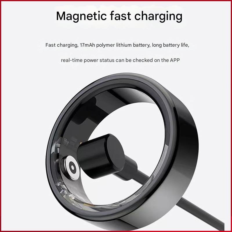 Advanced Smart Health Ring - 24/7 Heart Rate, SpO2, Sleep & Activity Tracker with Magnetic Charging(Black)