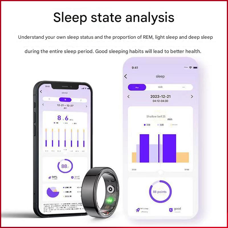 Advanced Smart Health Ring - 24/7 Heart Rate, SpO2, Sleep & Activity Tracker with Magnetic Charging(Black)