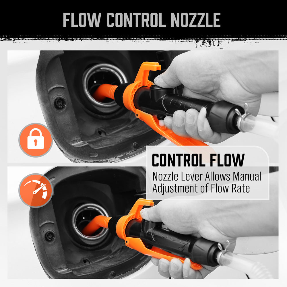 High-Flow Battery Powered Liquid Transfer Pump - 7 Quarts/Min Siphon with Flow Control Nozzle(Red)