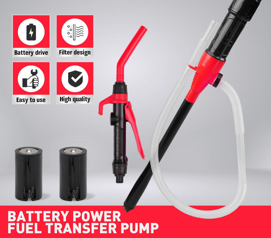 High-Flow Battery Powered Liquid Transfer Pump - 7 Quarts/Min Siphon with Flow Control Nozzle(Red)