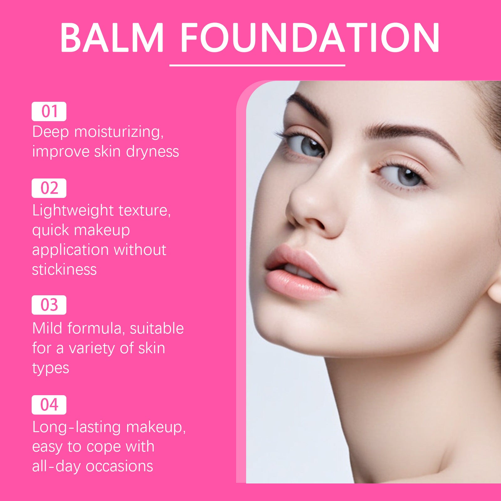 Moisturizing Balm Foundation - Lightweight Texture, Long-Lasting Natural Coverage(Dark skin tone)