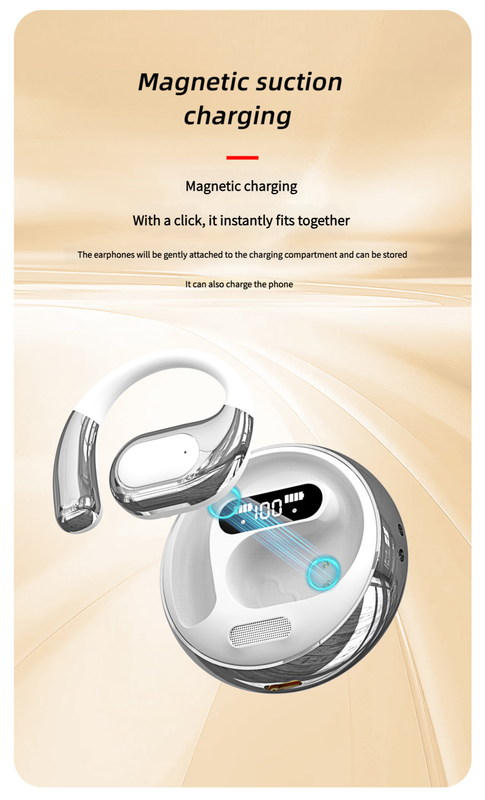 Open-Ear Conduction TWS Earbuds - Bluetooth 5.5, HIFI Sound, LED Display(white)