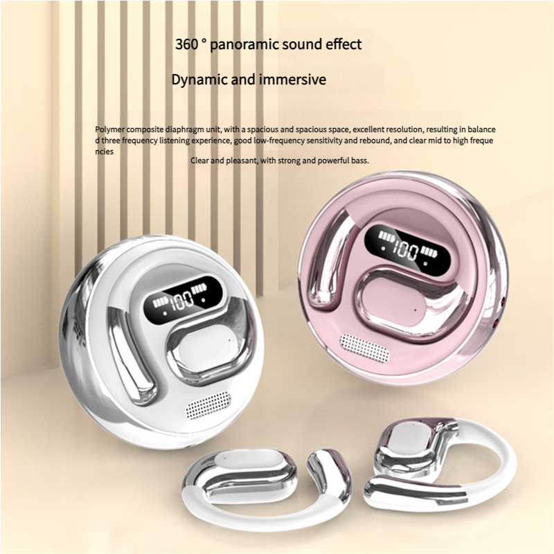 Open-Ear Conduction TWS Earbuds - Bluetooth 5.5, HIFI Sound, LED Display(black)