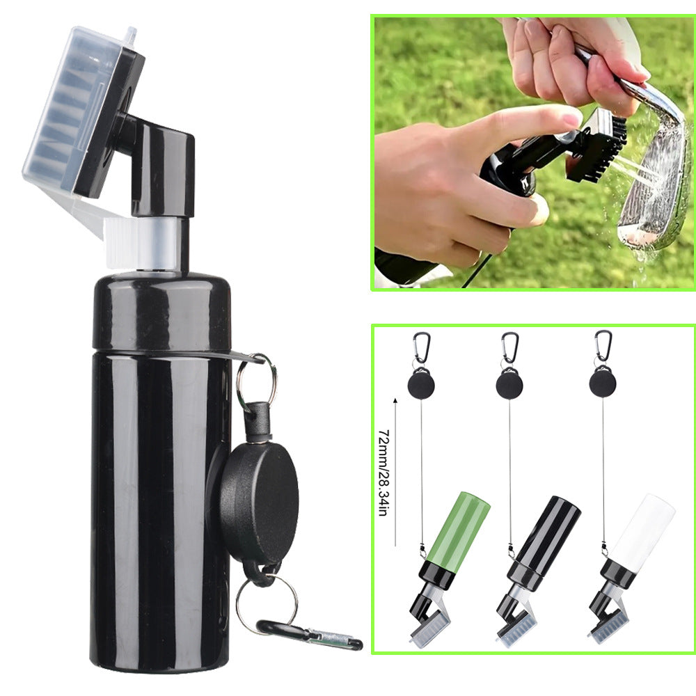 Portable Golf Club Groove Cleaner Brush with Water Spray Bottle & Retractable Keychain(white)