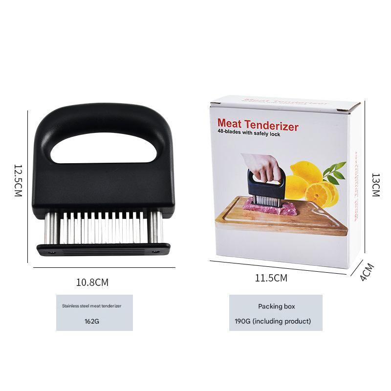 Professional Meat Tenderizer Tool - 48 Stainless Steel Blades with Safety Lock & Ergonomic Handle