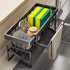 Kitchen Sink Caddy Organizer with Towel Bar & Drain Tray - Durable Metal Sponge Holder(grey)