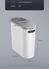 Slim Press-Top Trash Can with Top Storage Compartment - Narrow Design for Bathroom & Small Spaces(White cover + ash bucket)