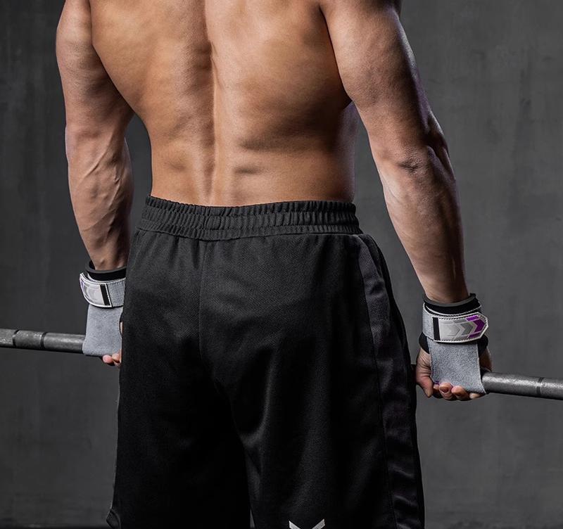 Heavy Duty Weightlifting Grips - Anti-Slip Cowhide Palm Protectors with Neoprene Wrist Support & Adjustable Straps(Brown)
