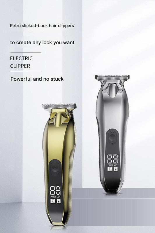 Professional Electric Hair Clipper & Beard Trimmer - USB Rechargeable, LED Display(Gray)