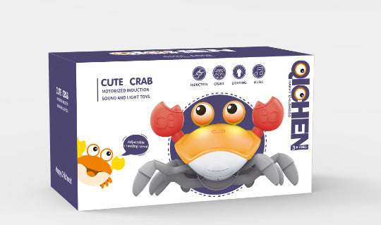 Interactive Crawling Crab Baby Toy with Music, Lights & Obstacle Avoidance(Orange)