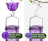 Elegant Hanging Hummingbird Feeder - Decorative Glass Nectar Bottle with Ant Moat, 6 Feeding Ports(Purple)