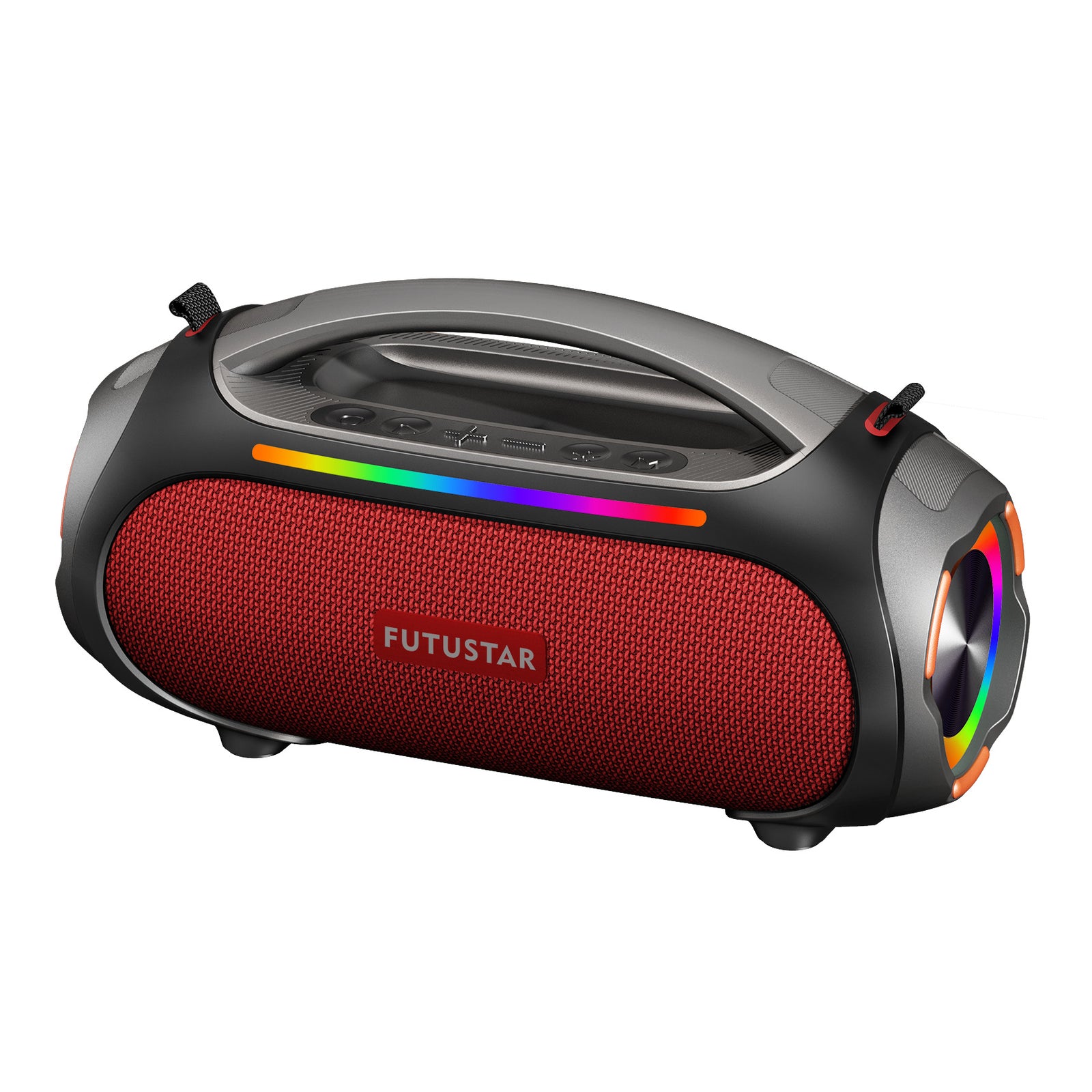 Portable Bluetooth 5.3 Speaker - 60W Powerful Sound, RGB Lights, Multiple Inputs(Red)