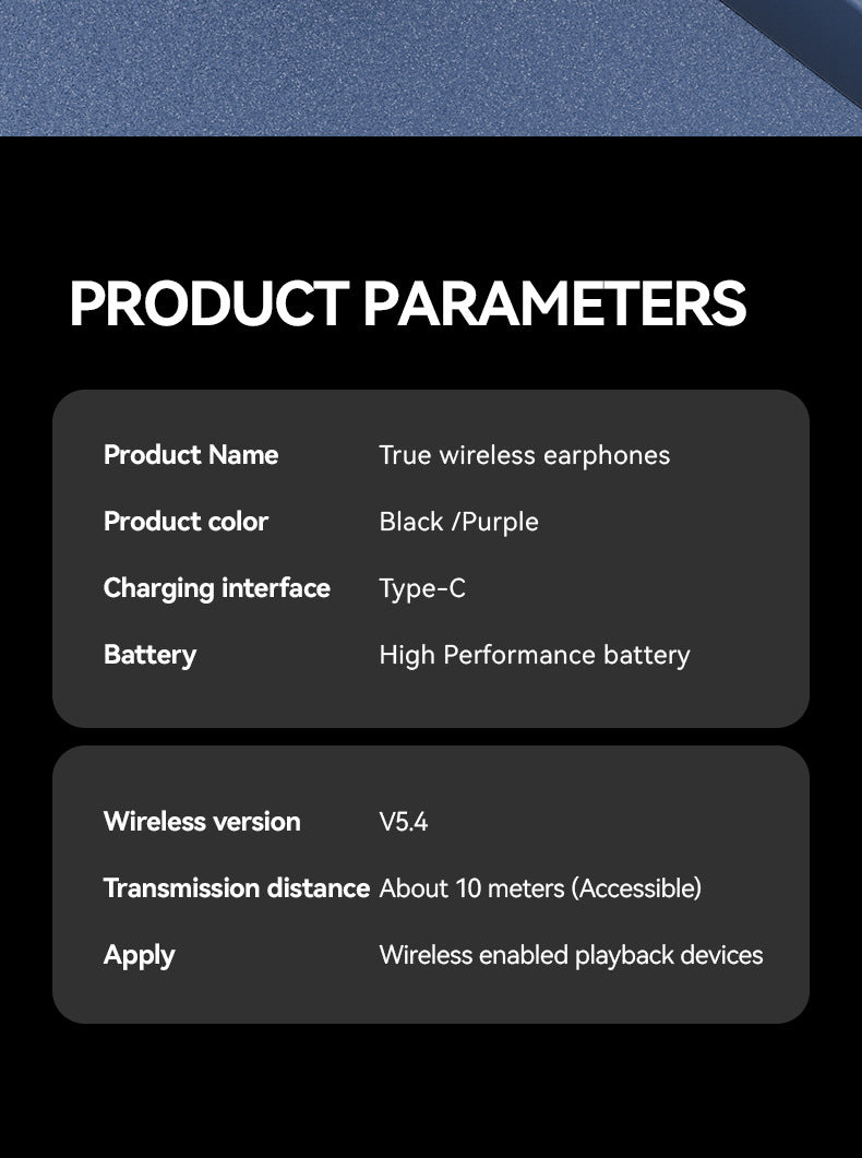Smart TWS Earbuds with Full Touch Screen Case - Wireless 5.4, Open-Ear, Noise Reduction(black)