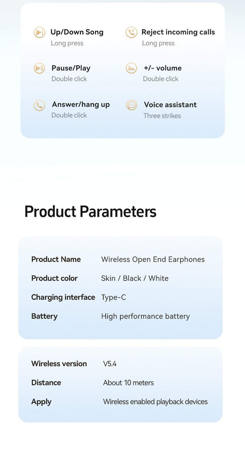 Open-Ear TWS Wireless Earbuds with HIFI Sound & LED Display - Dolby Surround(Skin color)