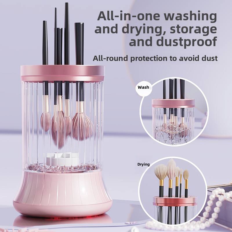 Pink Electric Makeup Brush Cleaner & Dryer Machine - Automatic Spinner Tool (Rechargeable model)