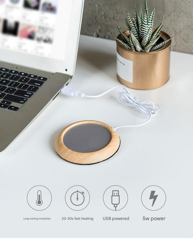 USB Cup Warmer - Black Electric Beverage Warmer for Desk, Office and Home
