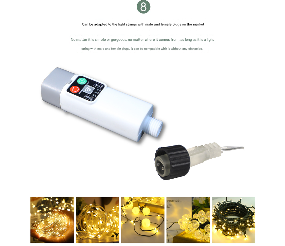 (100 lights warm white at 10 meters) Camping tent light kit - rechargeable power bank, spool light string, remote control