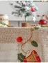 Embroidered Christmas Tablecloth - Embroidered Bells & Holly Design (140*140cm)