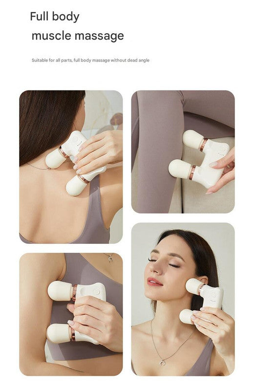Pink Portable Dual Head Mini Massager - 5 Modes, Quiet Operation, USB-C Rechargeable