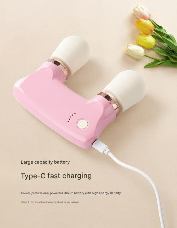 Light yellow Portable Dual Head Mini Massager - 5 Modes, Quiet Operation, USB-C Rechargeable