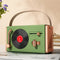 Green Retro Record Player Style Bluetooth Speaker - Portable Wireless Turntable Design Audio