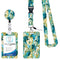 2-pcs Retractable ID Badge Reel Lanyard Set with Vertical Hard Plastic Card Holder - Blue rock patterns (Style 3)