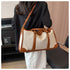 Brown Contrast Color Women's Travel Bag - Canvas & PU Leather Trim Luggage (43x27x19cm)
