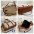 Black Contrast Color Women's Travel Bag - Canvas & PU Leather Trim Luggage (43x27x19cm)