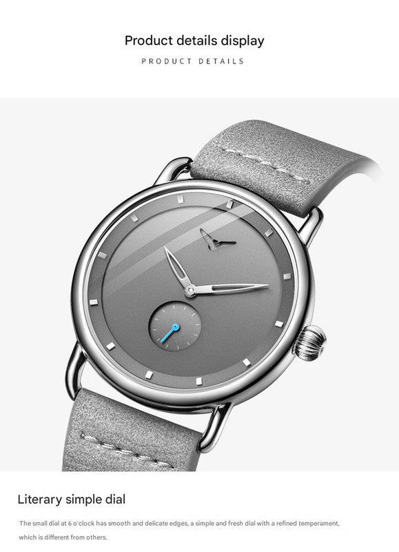 Blue Elegant Men's Watch with Leather Band - Small Seconds, Onion Crown Detail