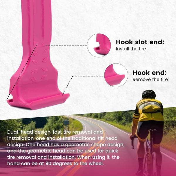 Pink Easy-to-use bicycle tire levers (one pair) - quick tire removal and installation tool