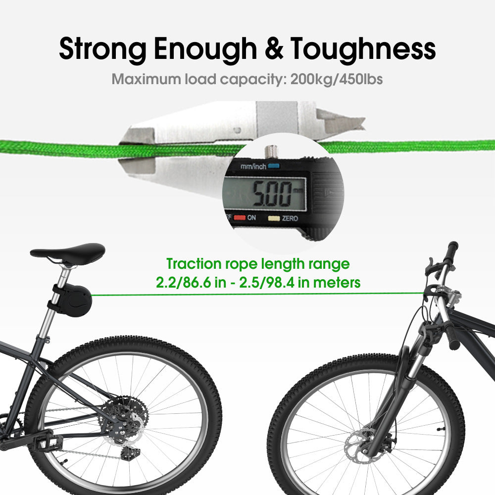 Bike Tow Strap with Automatic Shrinkage - Parent-Child Cycling Assist Rope (450lbs Capacity)