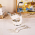Elegant Swan Base Spoon Holder Set with 6 Coffee/Dessert Spoons(Silver fork)
