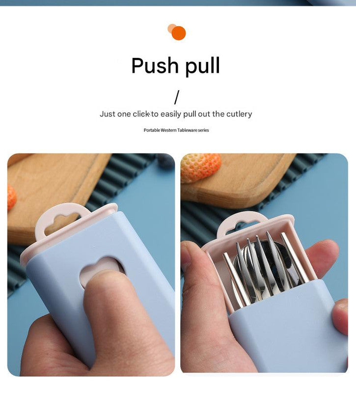 2 - pcs Green Reusable Travel Utensil Set with Case - 304 Stainless Steel Spoon, Fork & Chopsticks