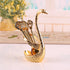 Gold Elegant Swan Cutlery Holder Set with 6 Dessert Spoons