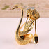 Gold Elegant Swan Cutlery Holder Set with 6 Dessert Spoons