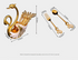 Silver Elegant Double Swan Cutlery Holder Set with 6pcs Fork
