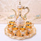 Elegant Gold Metal Serving Set - Decanter, 6 Cups, Tray (White Gold)