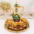 Elegant Gold Metal Serving Set - Decanter, 6 Cups, Tray (Gold Green)