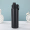Black Portable Travel Thermos Bottle - Leakproof Stainless Steel Flask with Carry Handle (18oz - 540ml)