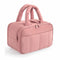 Peach Puffy Travel Wash Bag with Wide-Mouth Access and Wet-Dry Pockets
