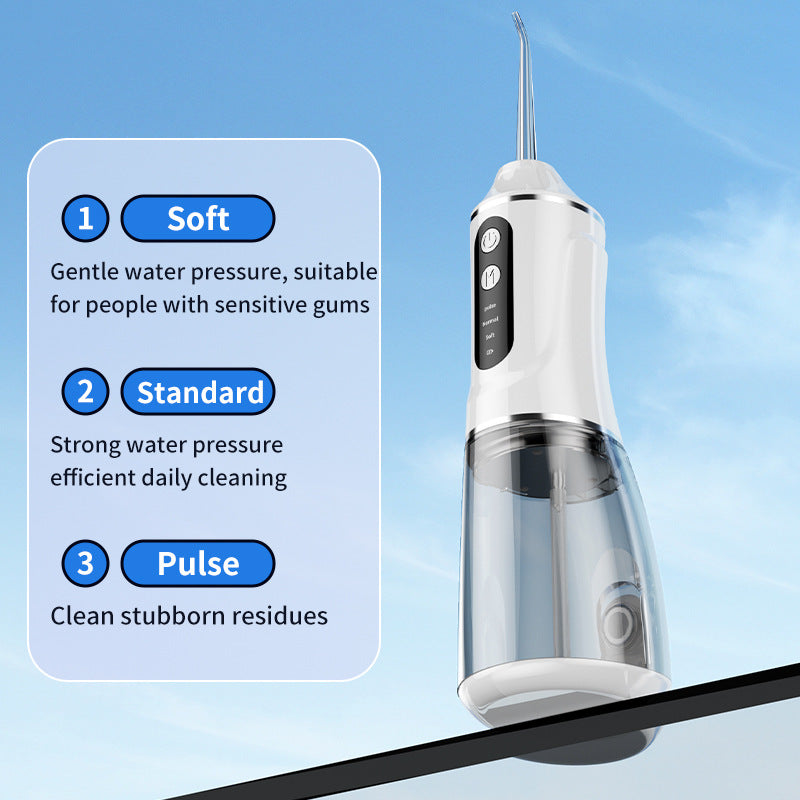 Portable Electric Oral Irrigator with 4 Nozzles 3 Pressure Modes - Pink