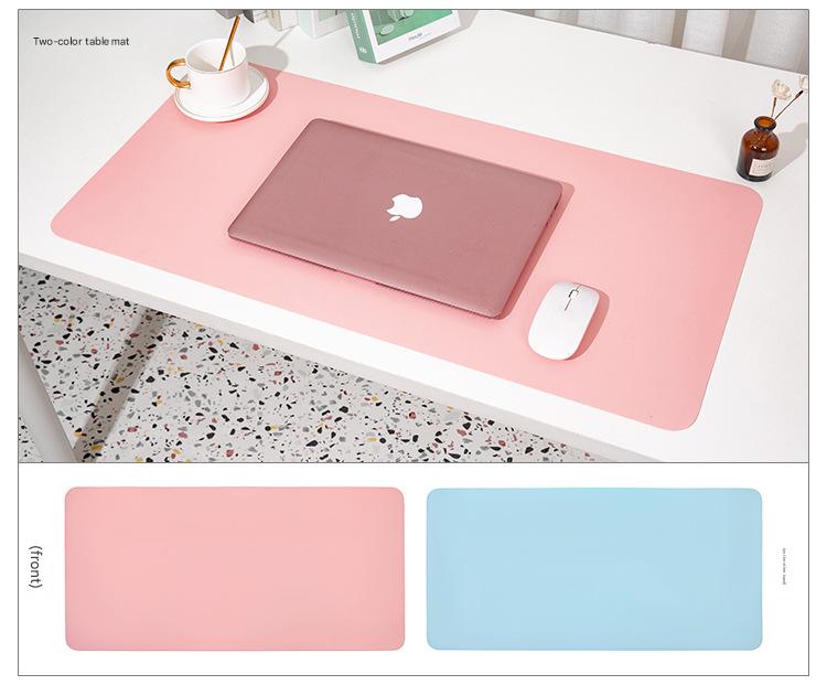 2 PCS Smoky pink/light blue Extra-Large Leather Table Mat for Study & Work - Pad for Students & Office Use (60x30cm)