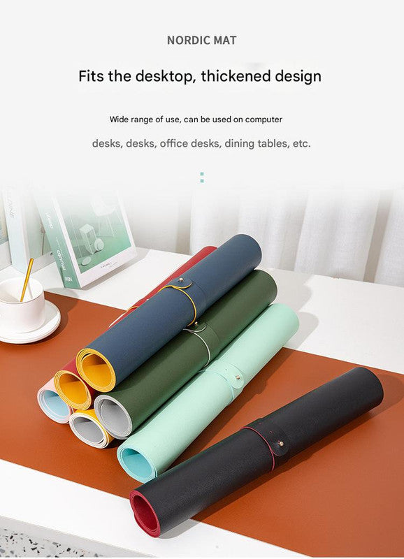 Dark green/gray Extra-Large Leather Table Mat for Study & Work - Pad for Students & Office Use (100x50cm)