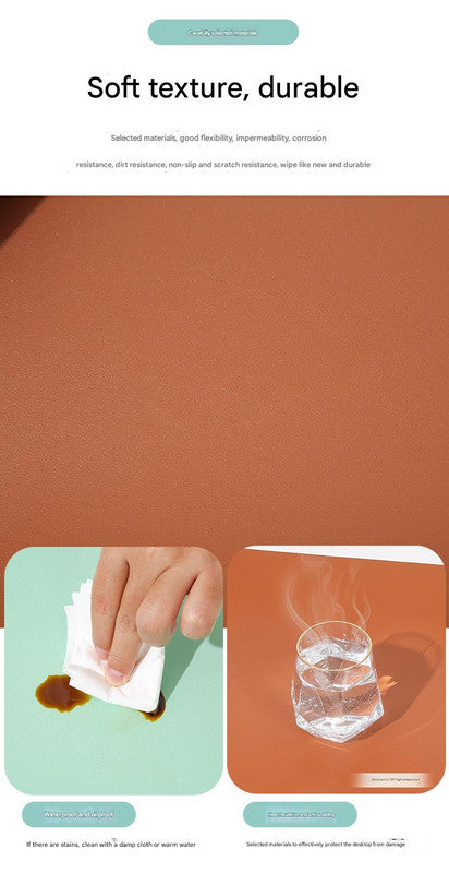 Reddish brown/gray Extra-Large Leather Table Mat for Study & Work - Pad for Students & Office Use (100x50cm)