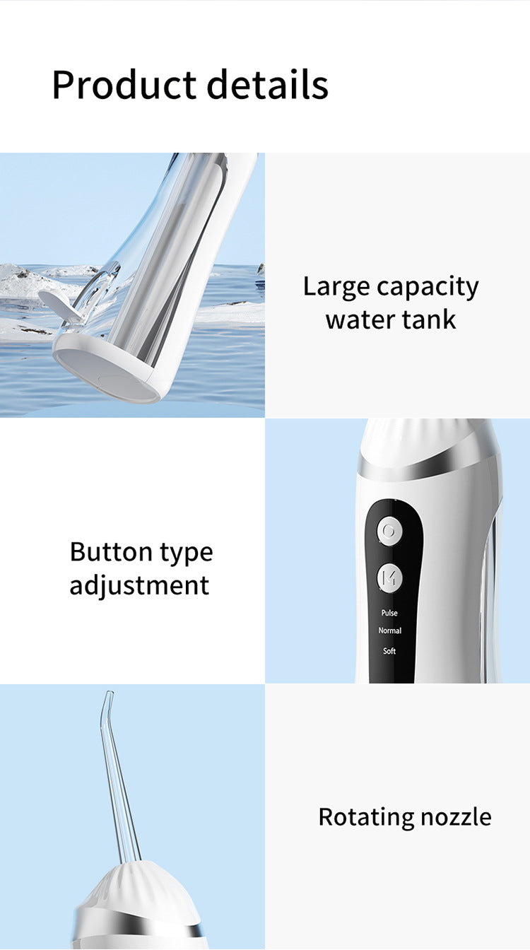 Black Portable Ultrasonic Oral Irrigator with 3 Cleaning Modes Smart Teeth Cleaning Machine