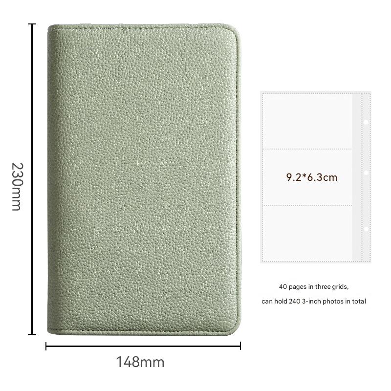 Green PU Leather Zippered Photo Album - Holds 240 3