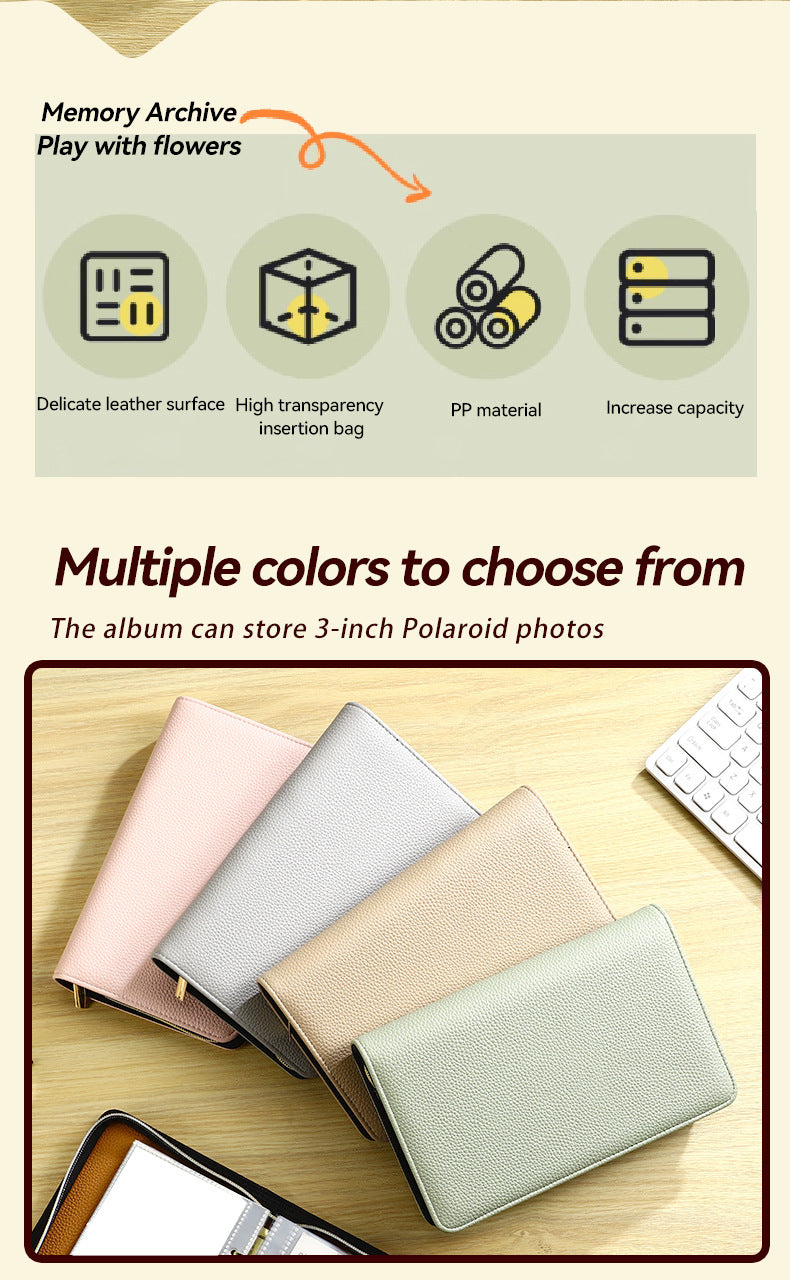 Green PU Leather Zippered Photo Album - Holds 240 3