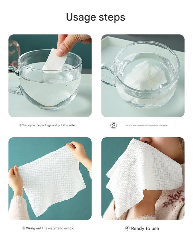 8 Packs (160 Total) Portable Cotton Compressed Towels - Soft, Absorbent Face Cleansing Cloths (Circular compression : 20x22cm)