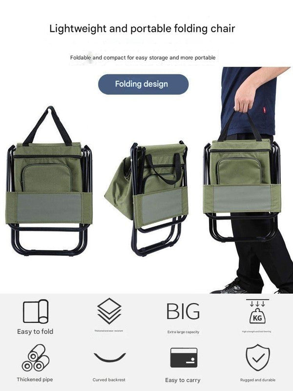 Foldable Camping Chair with Integrated 10L Insulated Cooler Bag - Camouflage color