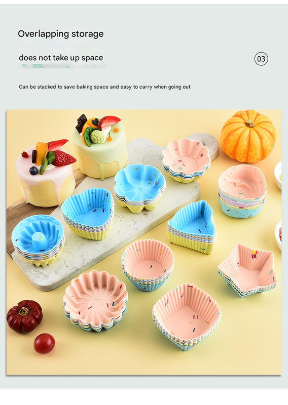 Style 4 Silicone Mini Cake Molds (30 Pack) -  For Cupcakes, Desserts (7.5x7.5x2.5cm)